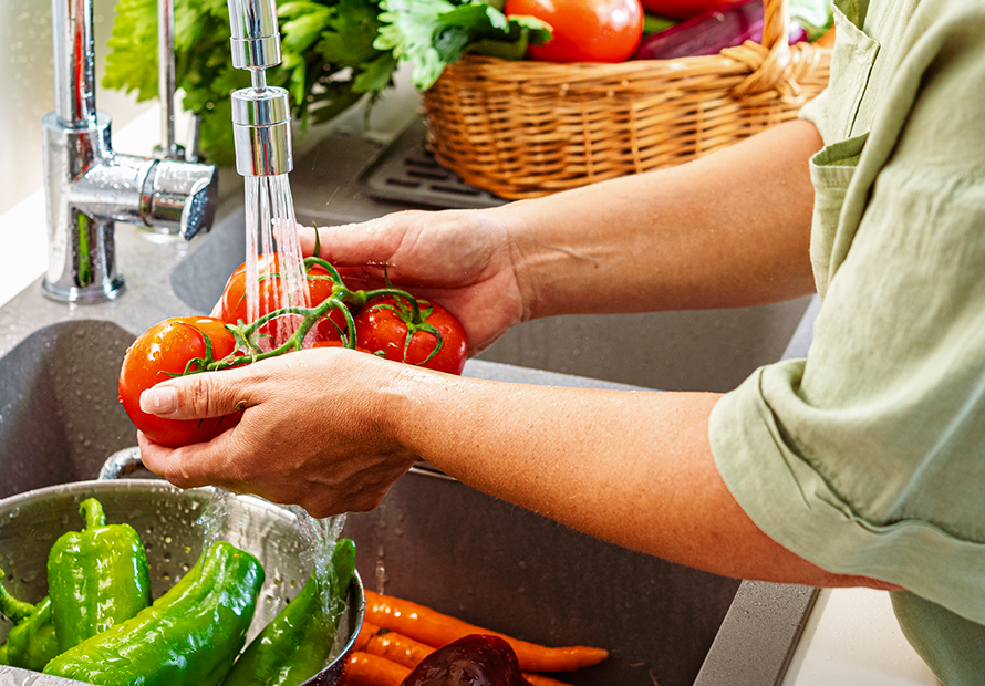 meal prep wash veggies in sink